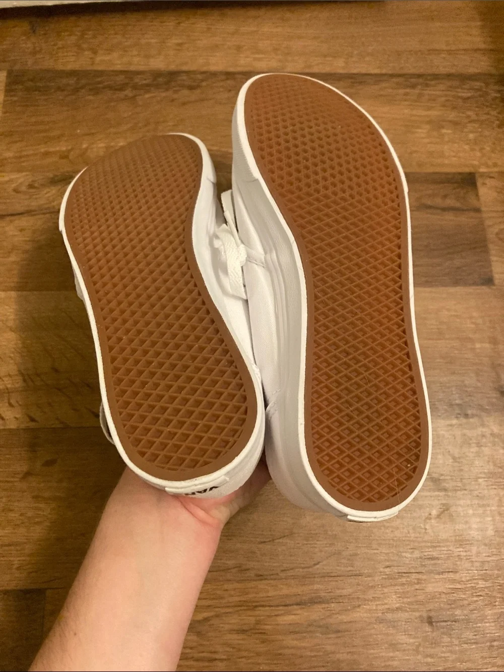 Vans Women's White Canvas Lace-Up Flats